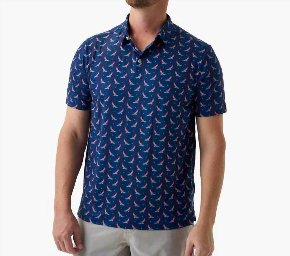 NEW BURLEBO usa eagle performance polo in navy
